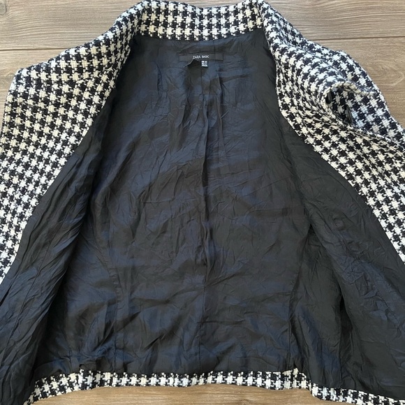 Zara Basic Black and White Houndstooth Jacket Womens 8 - Picture 6 of 7